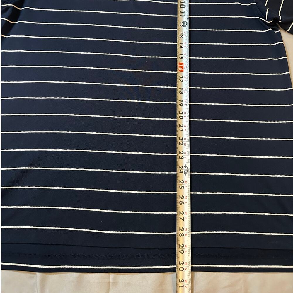 Vintage Peter Millar Navy/White Striped, Short Sleeve, Golf Polo- XL - Picture 7 of 9